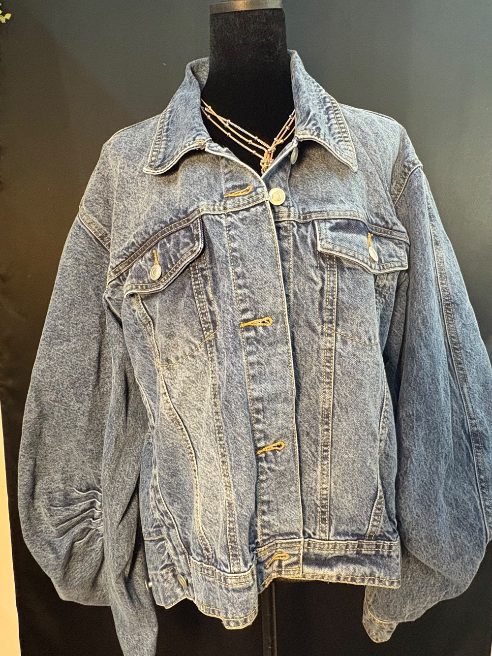 Denim Button-Front Jacket - Blue